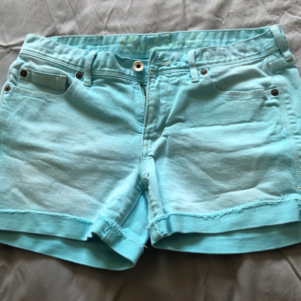 Washed aqua Madewell denim shorts